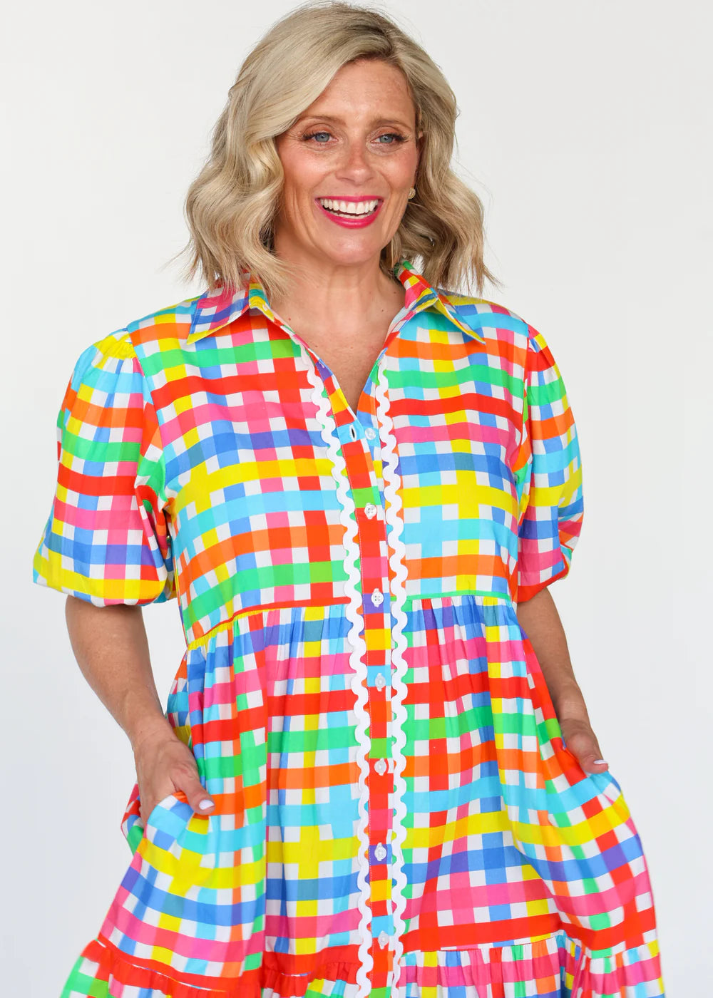 Melody Dress - Neon Gingham PREORDER