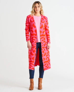 Swift Cardigan - Pink Red Cheetah Print