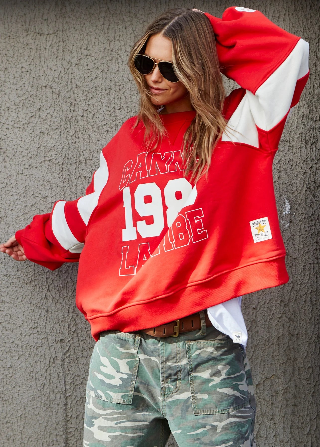 Panelled Sleeve Detail Cannes Sweat - Red