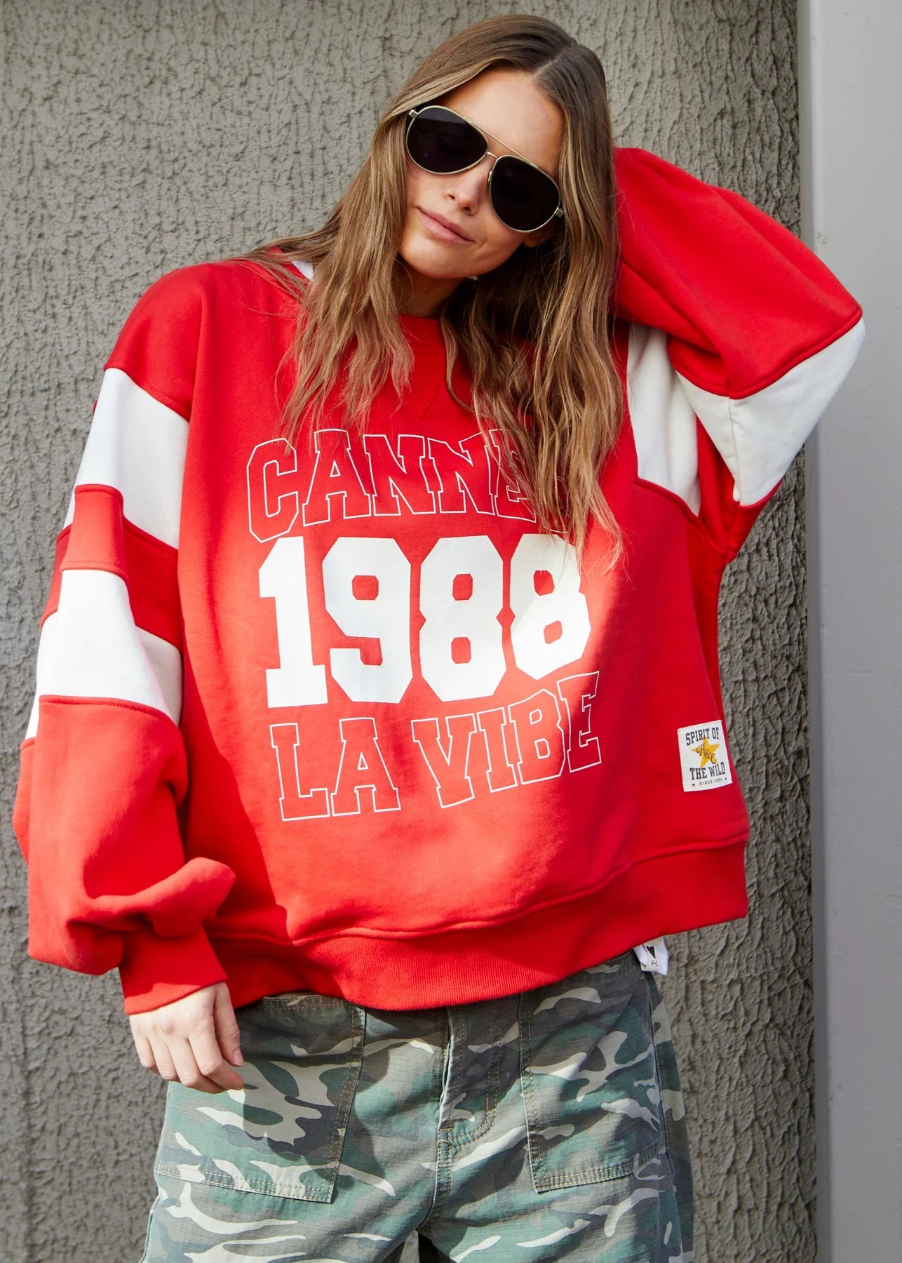 Panelled Sleeve Detail Cannes Sweat - Red
