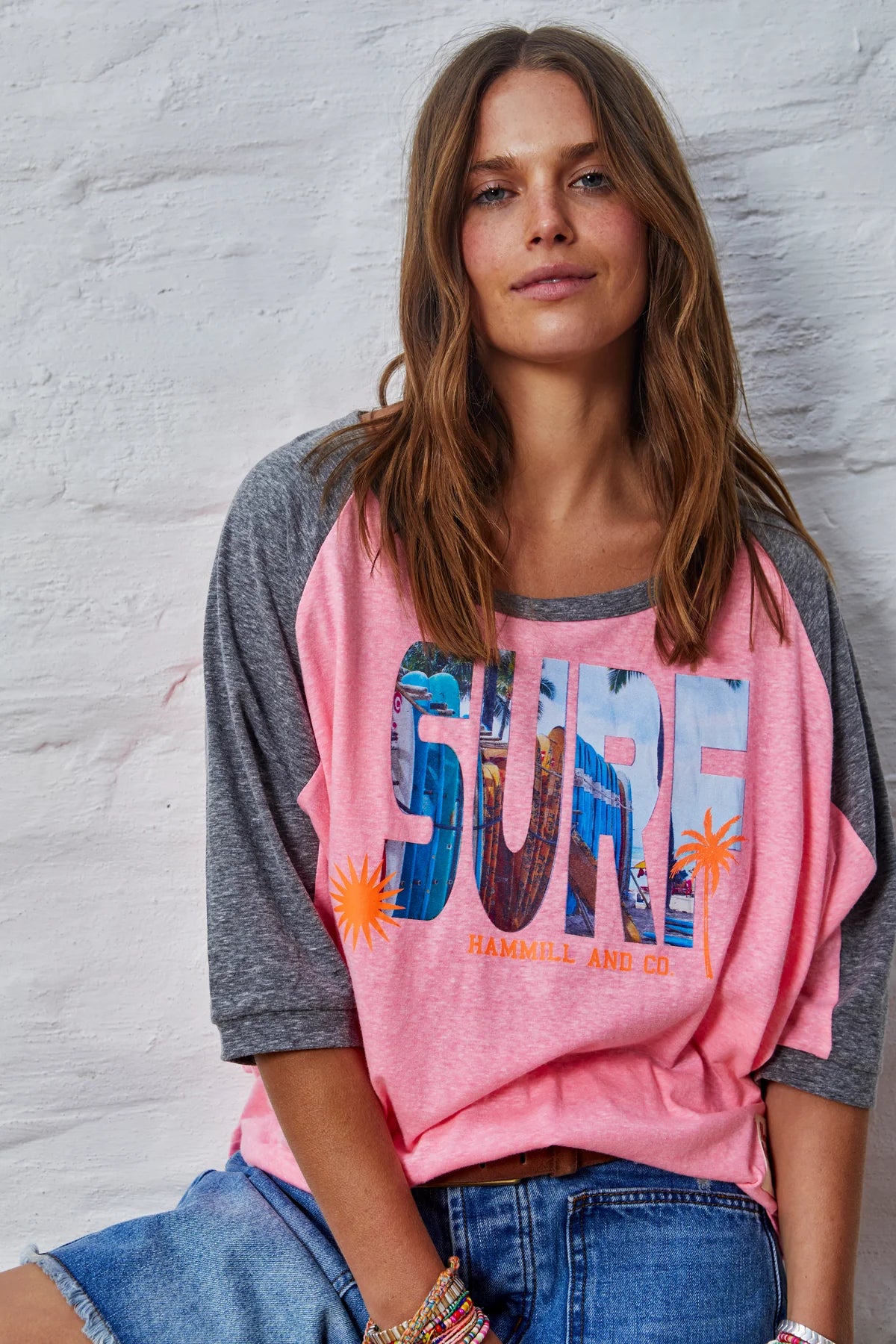 Surf Batwing Tee - Pink Charcoal Preorder