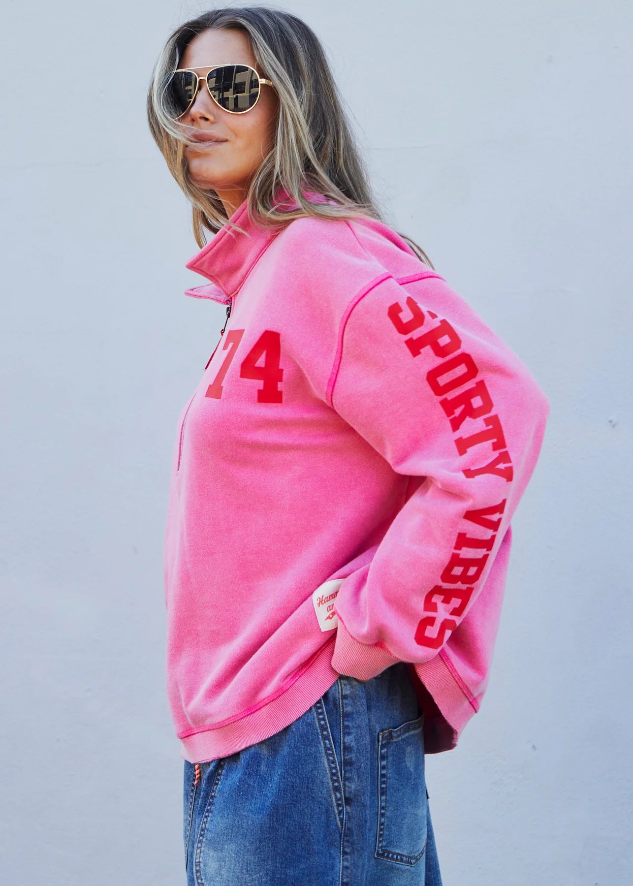 Vintage Wash Half Zip Sweat - Vintage Pink PREORDER