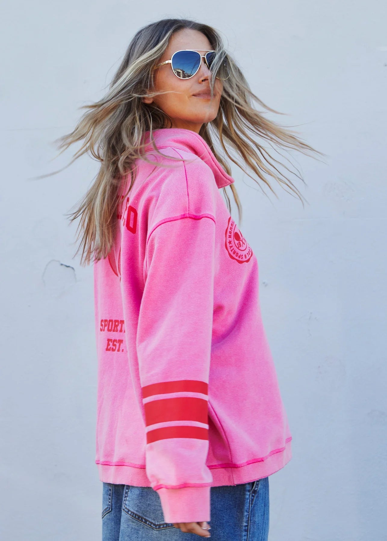 Vintage Wash Half Zip Sweat - Vintage Pink PREORDER