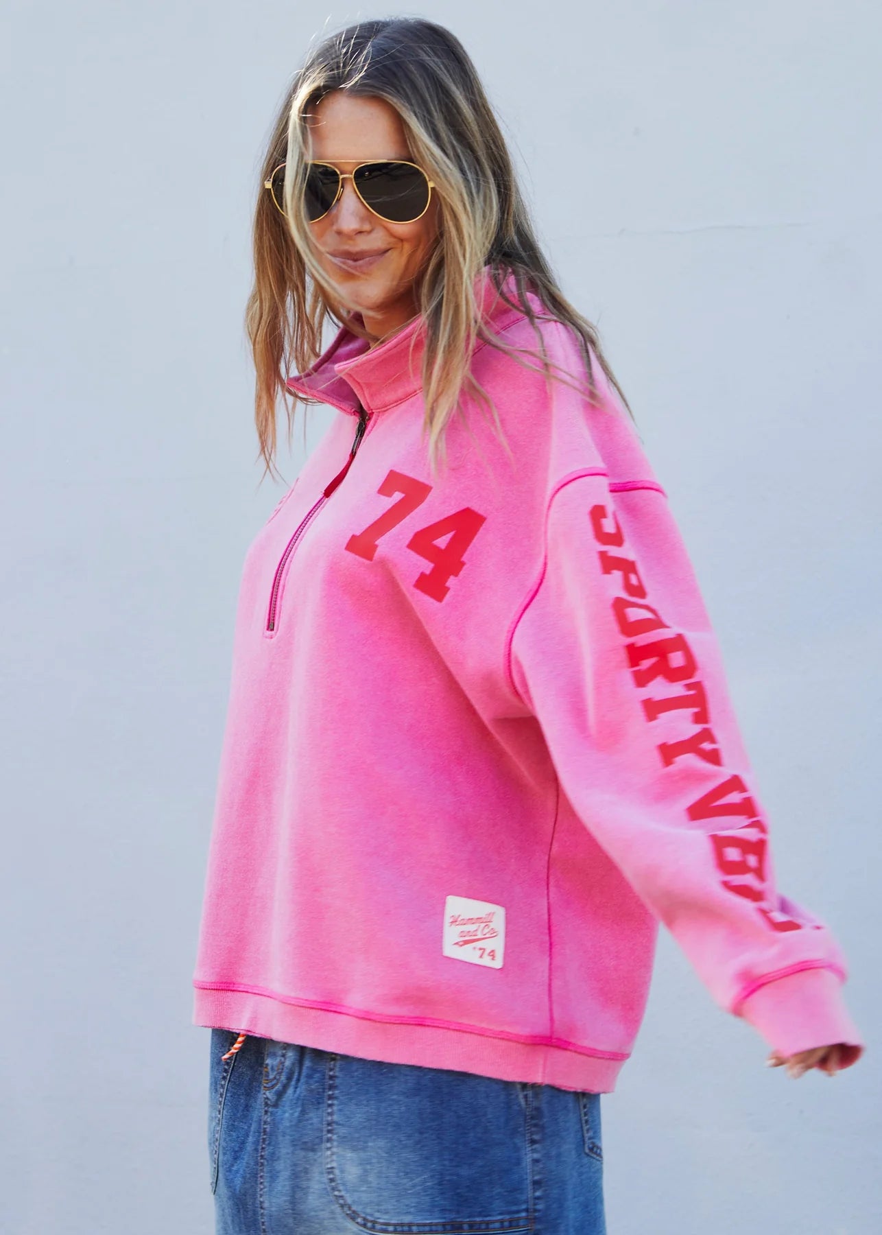 Vintage Wash Half Zip Sweat - Vintage Pink PREORDER