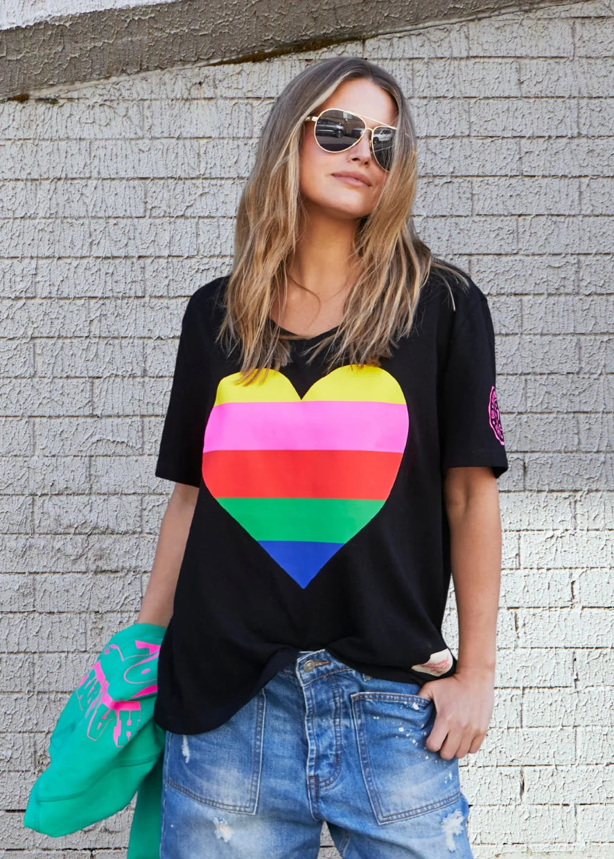 Rainbow Heart Tee - Black PREORDER