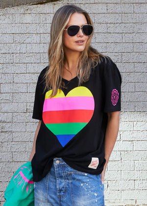 Rainbow Heart Tee - Black PREORDER