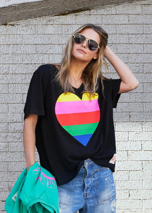 Rainbow Heart Tee - Black PREORDER