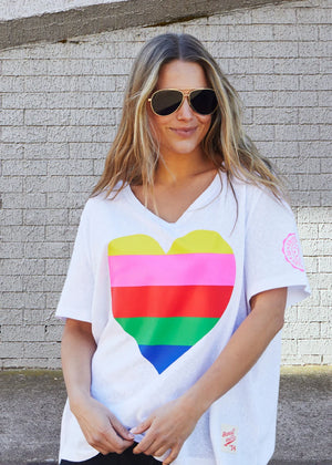 Rainbow Heart Tee - White PREORDER