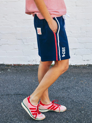 Retro Shorts with Side Stripes - Navy