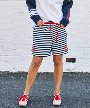 Retro Stripe Shorts - Navy White