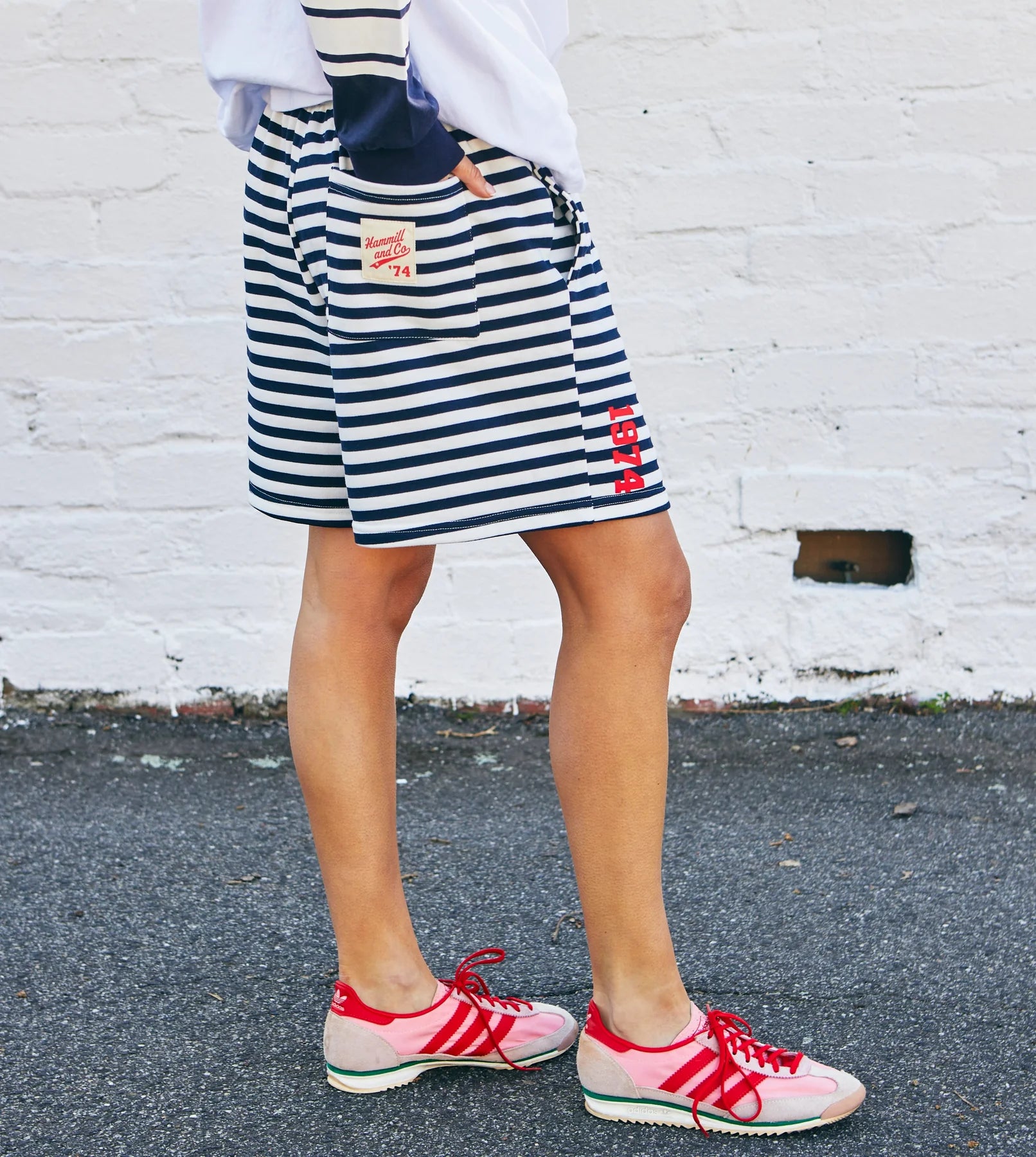 Retro Stripe Shorts - Navy White