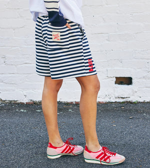 Retro Stripe Shorts - Navy White