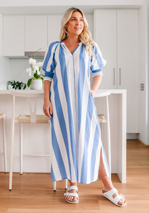 Amalfi Stripe Dress - Blue