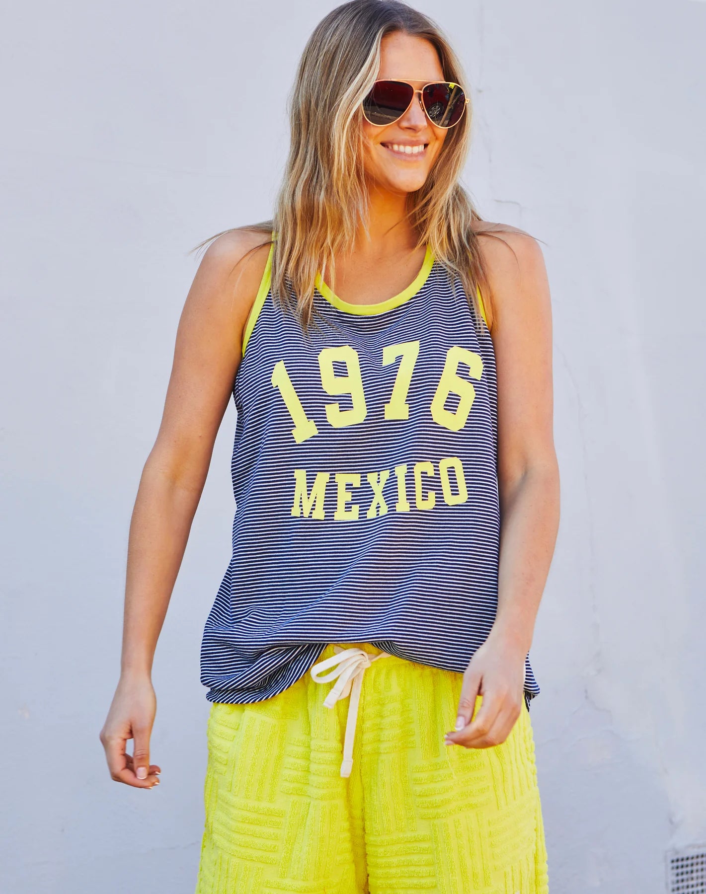 Salt & Sunshine Mexico Tank - Navy Yellow