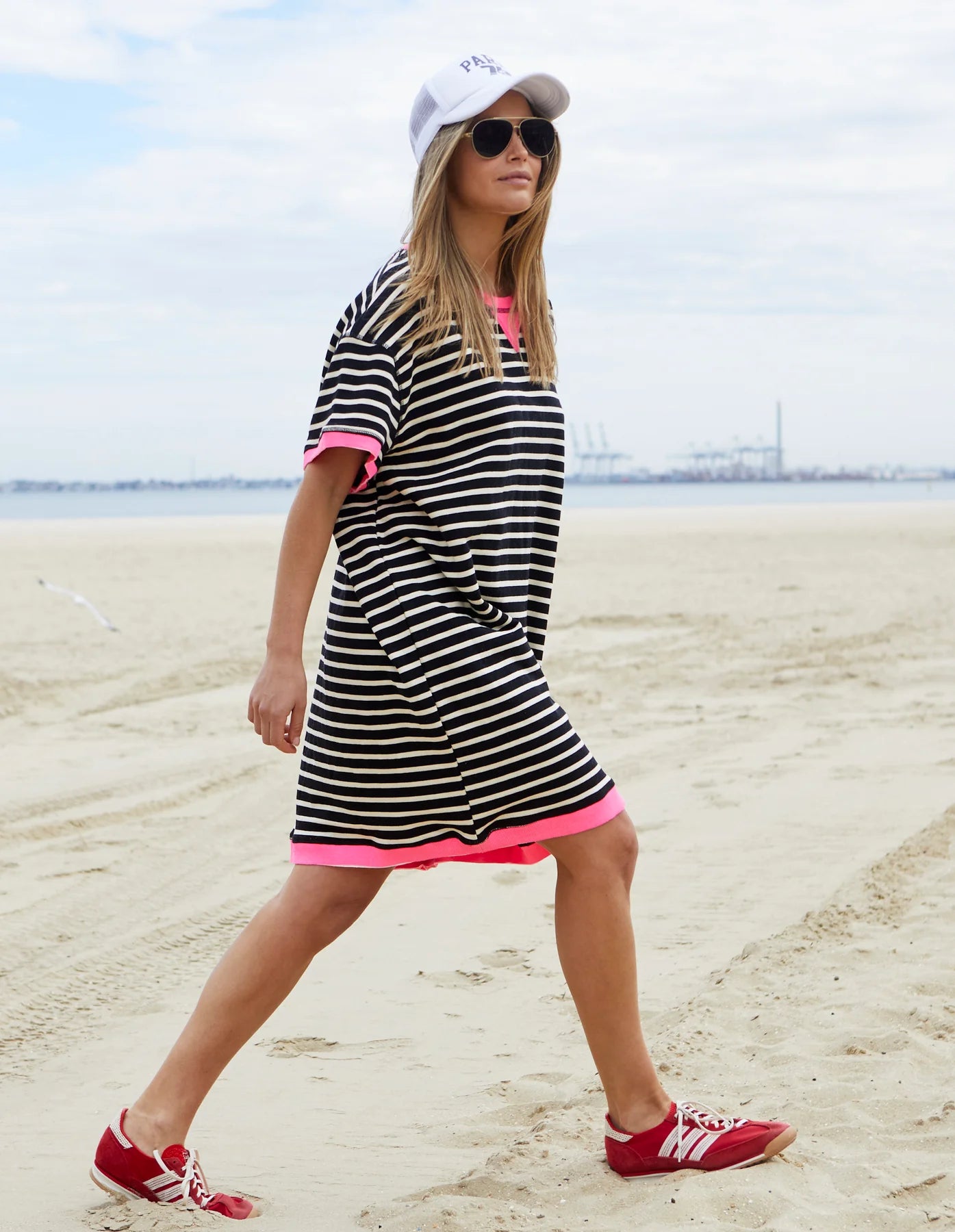 Stripe Beach Dress - Black White