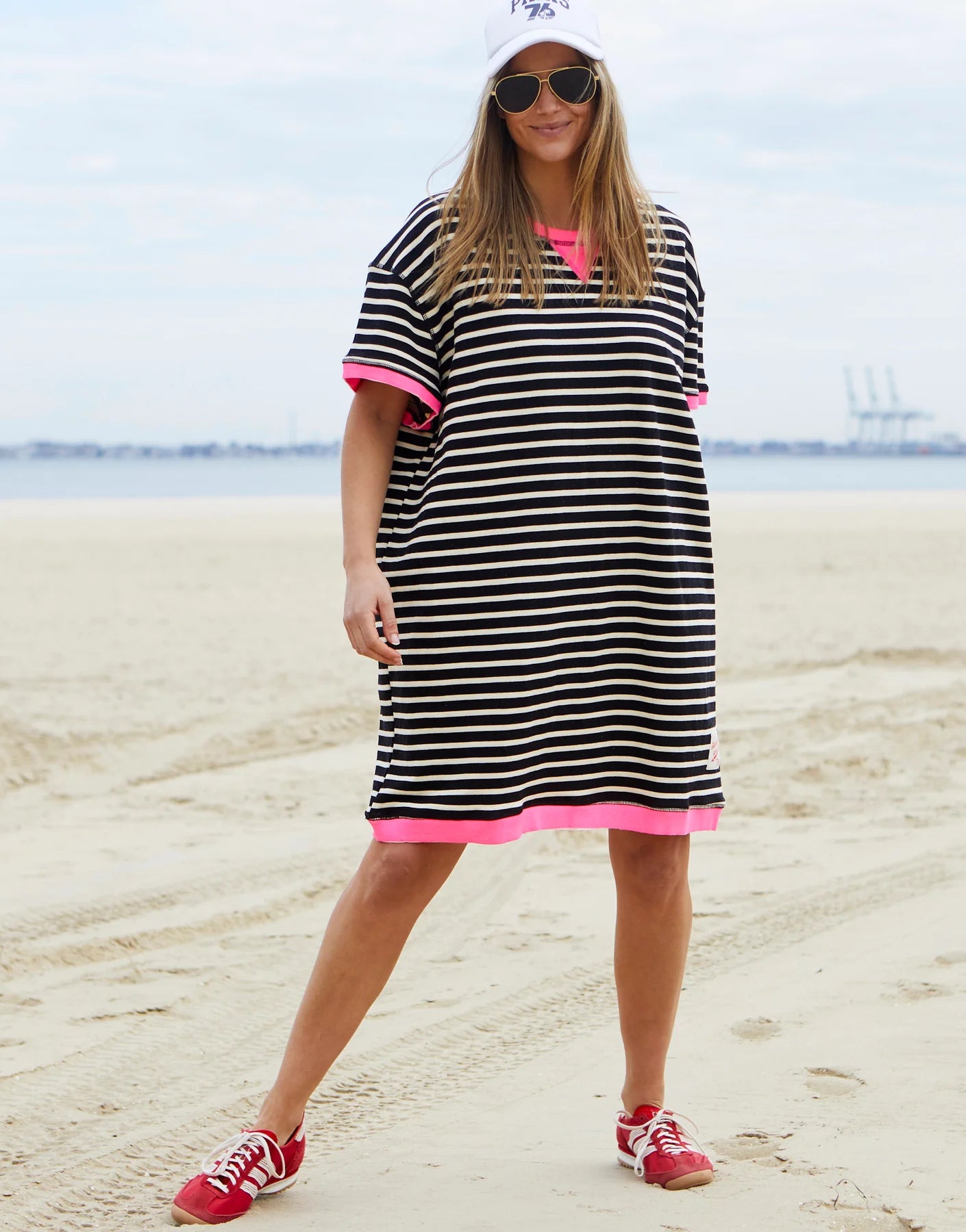 Stripe Beach Dress - Black White