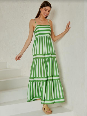 Cece Dress - Green Stripe