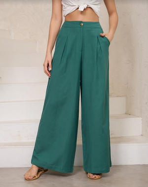 Linen Blend Pants - Green
