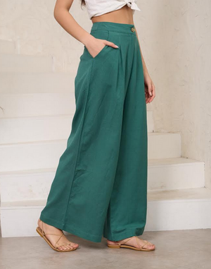 Linen Blend Pants - Green