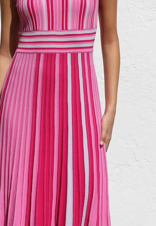 Polly Stripe Dress - Pink