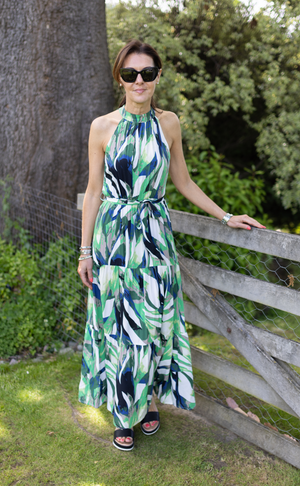 Nolita Halter Maxi Dress - Navy Green