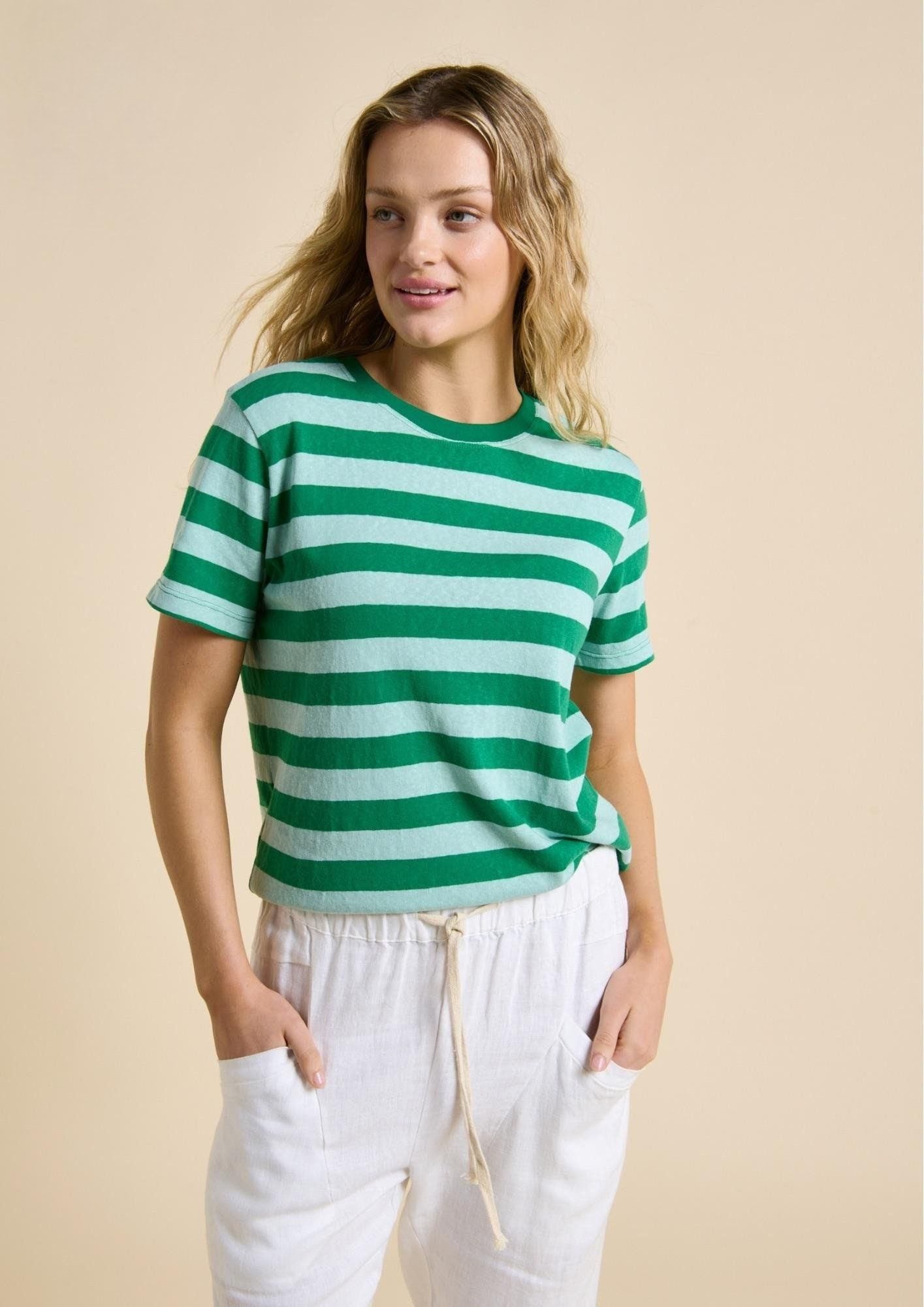 Tilly Stripe Tee - Blue Green