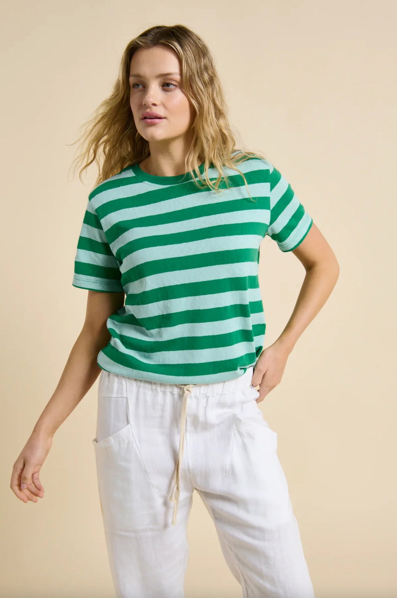 Tilly Stripe Tee - Blue Green