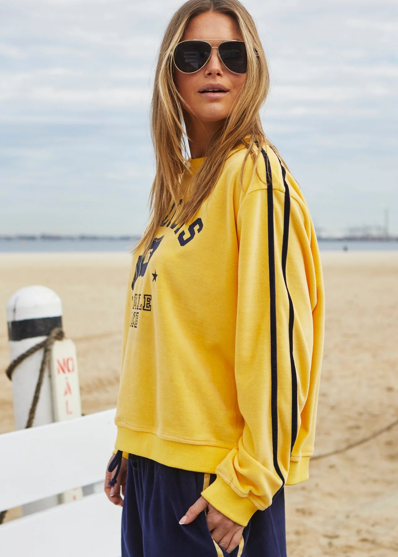 Urban Velour Sweat - Lemon Navy