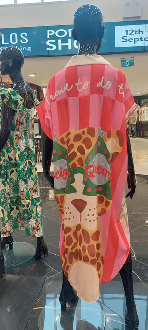 MADE IN ITALY Graphic Shirt Dress - The Leopard Queen