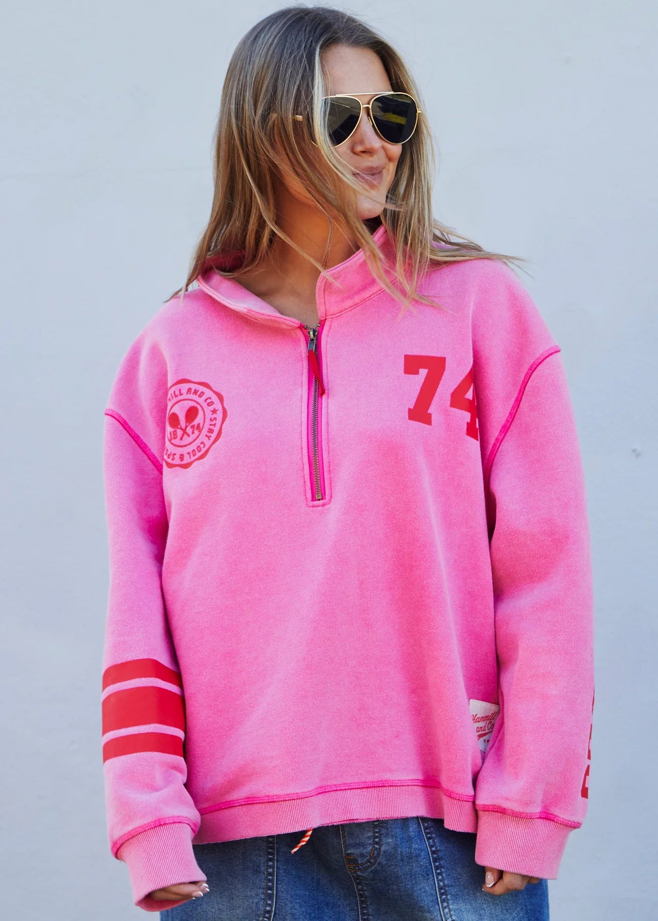 Vintage Wash Half Zip Sweat - Vintage Pink PREORDER