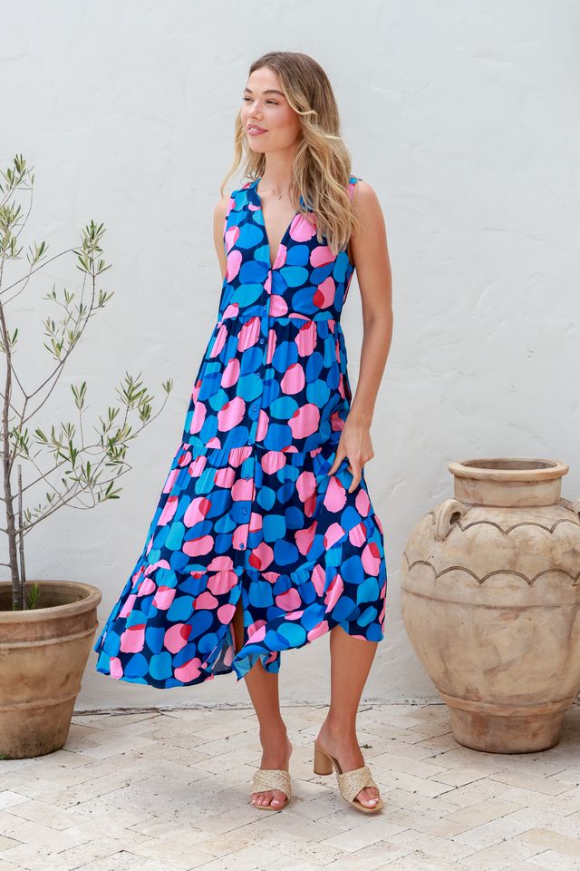 Darcy Sleeveless Dress - Pink Blue