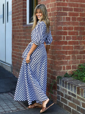 Bianca Dress - Navy Stripe