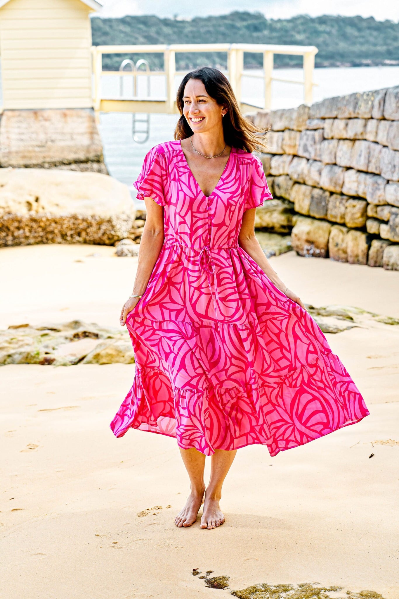 Joanne Midi Dress - Pink Multi