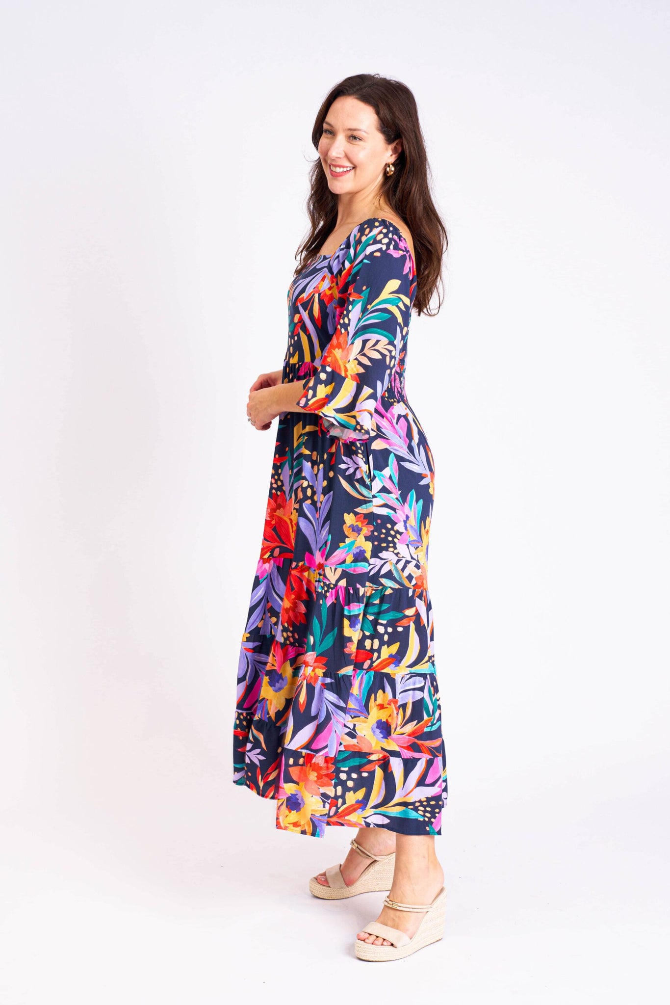 Jolene Dress - Navy Multi Exclusive Print