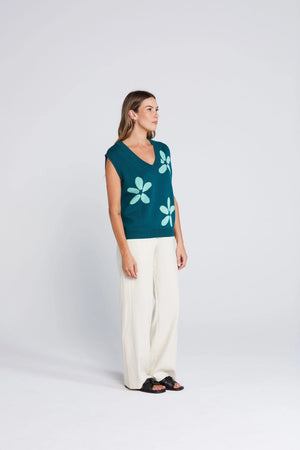 Petal Vest - Sage and Cyprus