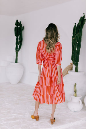 Racquet Club Tier Shirt Dress - Pink Red