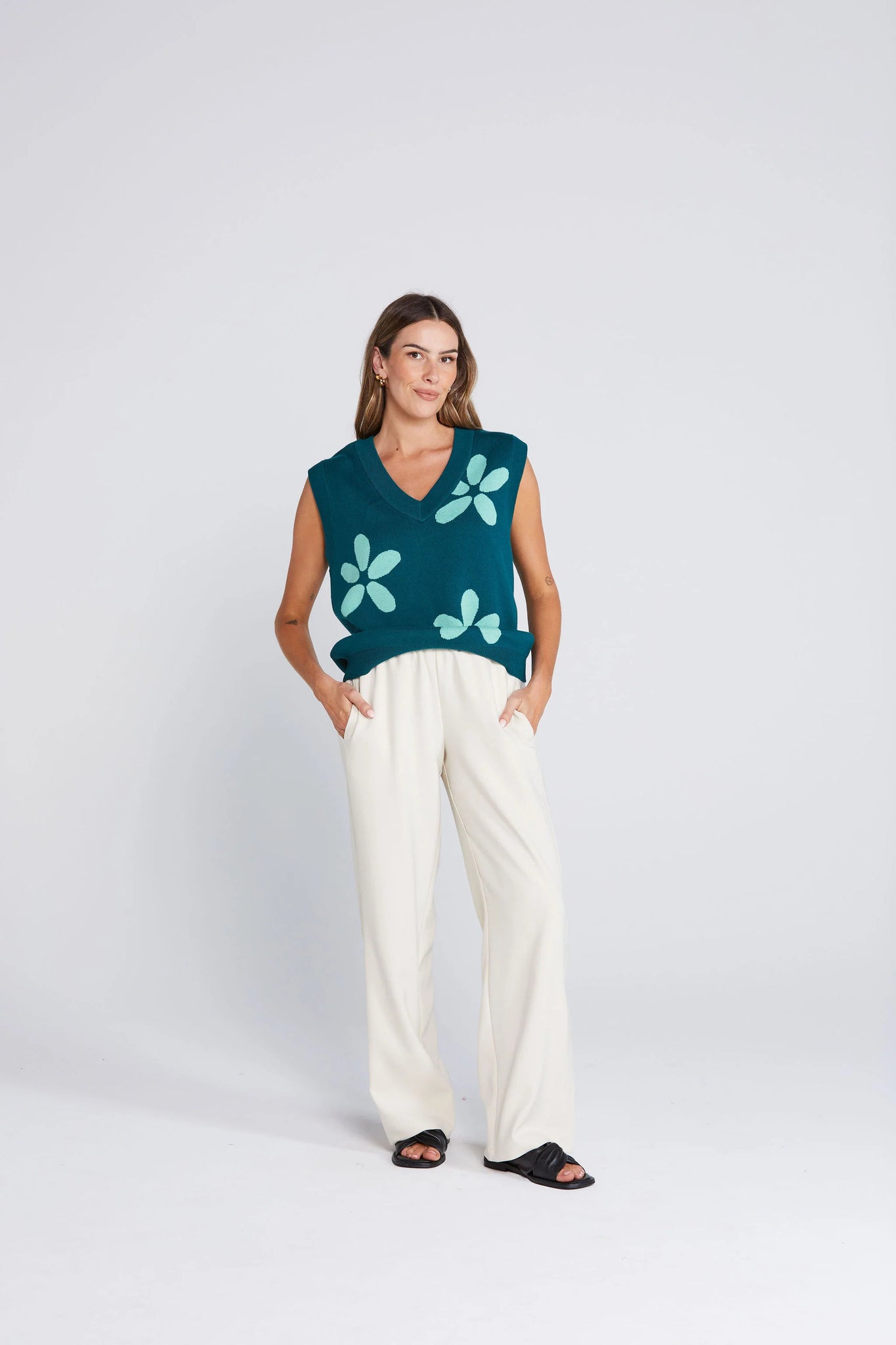 Petal Vest - Sage and Cyprus