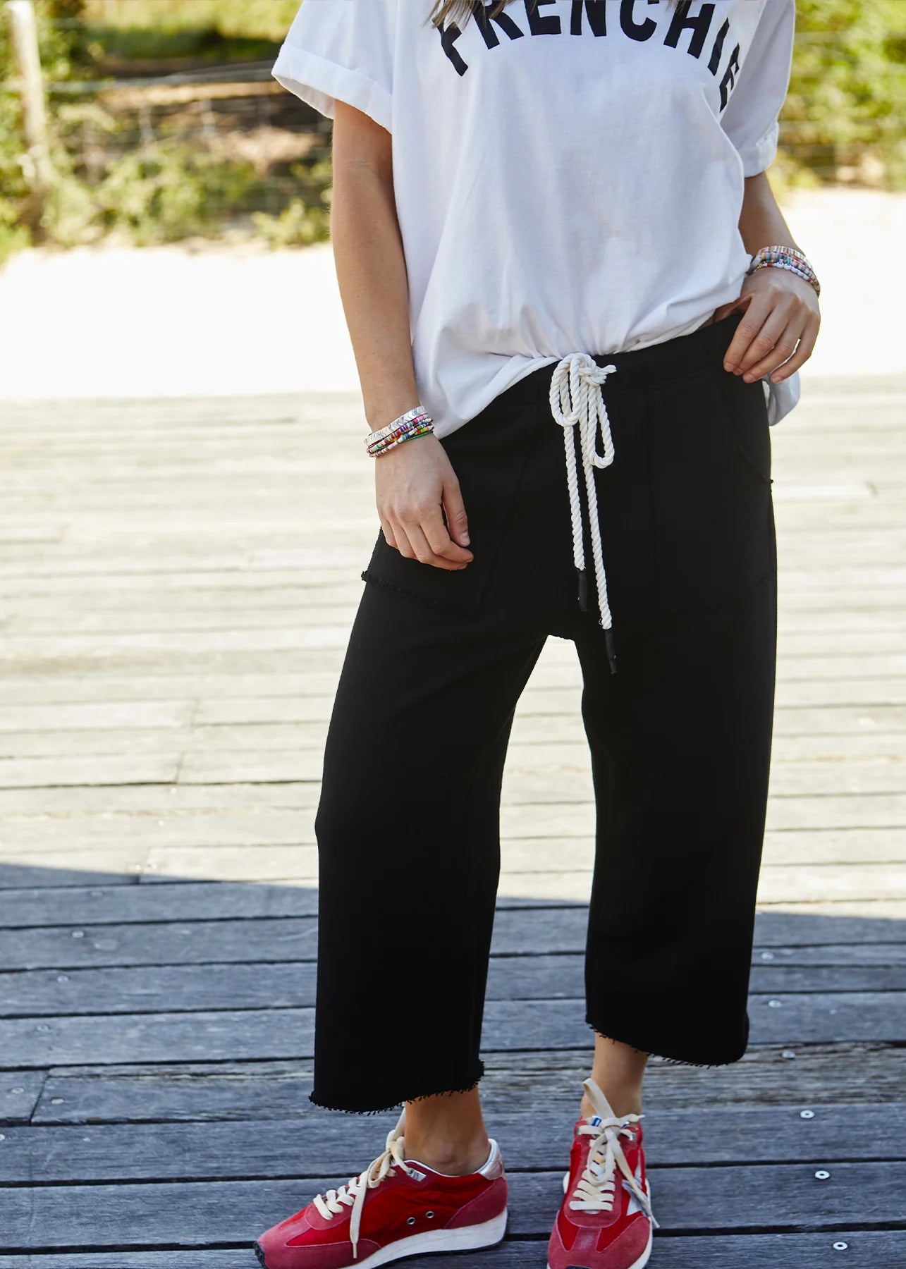 Frenchie Crop Track Pant - Black PREORDER