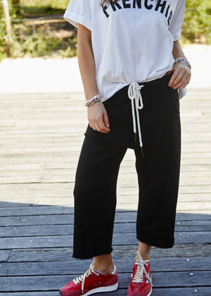 Frenchie Crop Track Pant - Black PREORDER