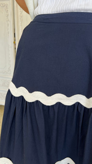 Floyd Ric Rac Maxi Skirt - Navy