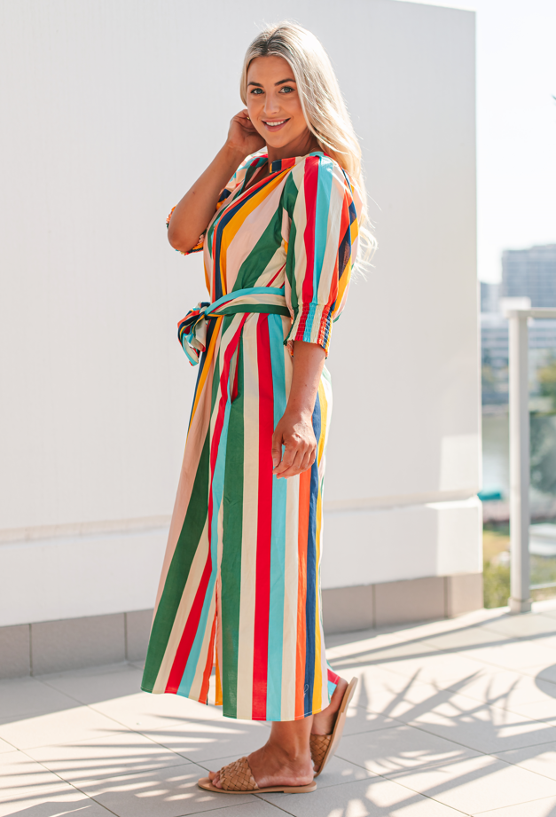 Rainbow stripe t shirt on sale dress