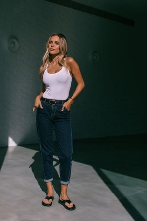 Cuffed Barrel Leg Jean - Indigo
