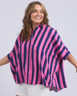Palermo Stripe Shirt - Navy Pink