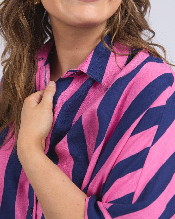 Palermo Stripe Shirt - Navy Pink