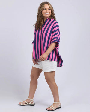 Palermo Stripe Shirt - Navy Pink