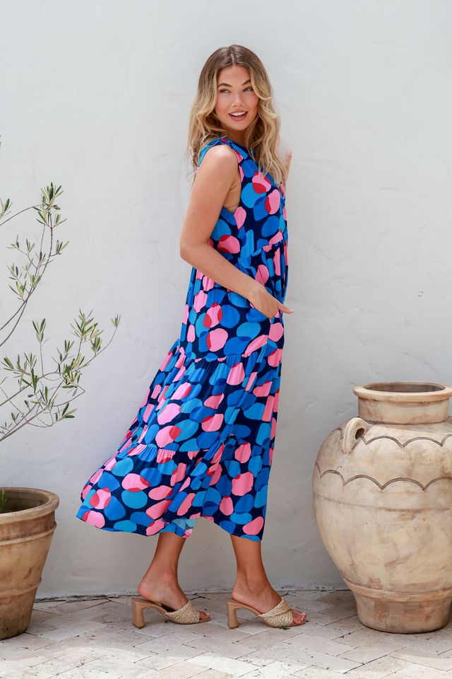 Darcy Sleeveless Dress - Pink Blue