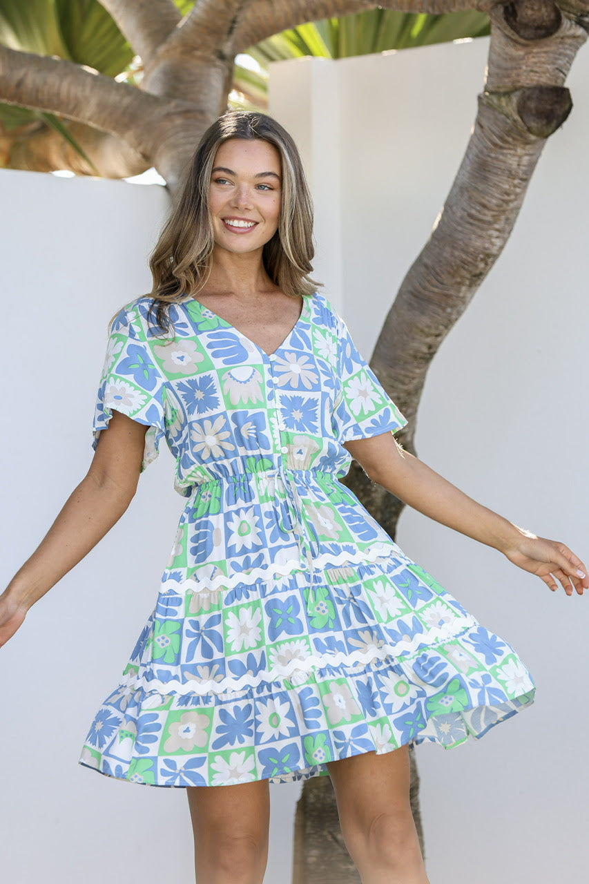 Luna Ric Rac Dress - Blue