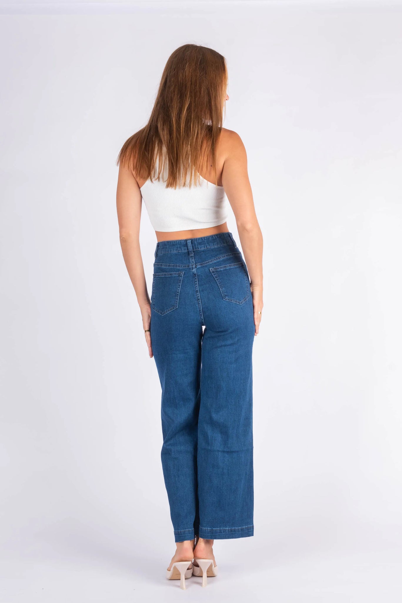 Donna Stretch Wide Leg Jean - Dark Blue