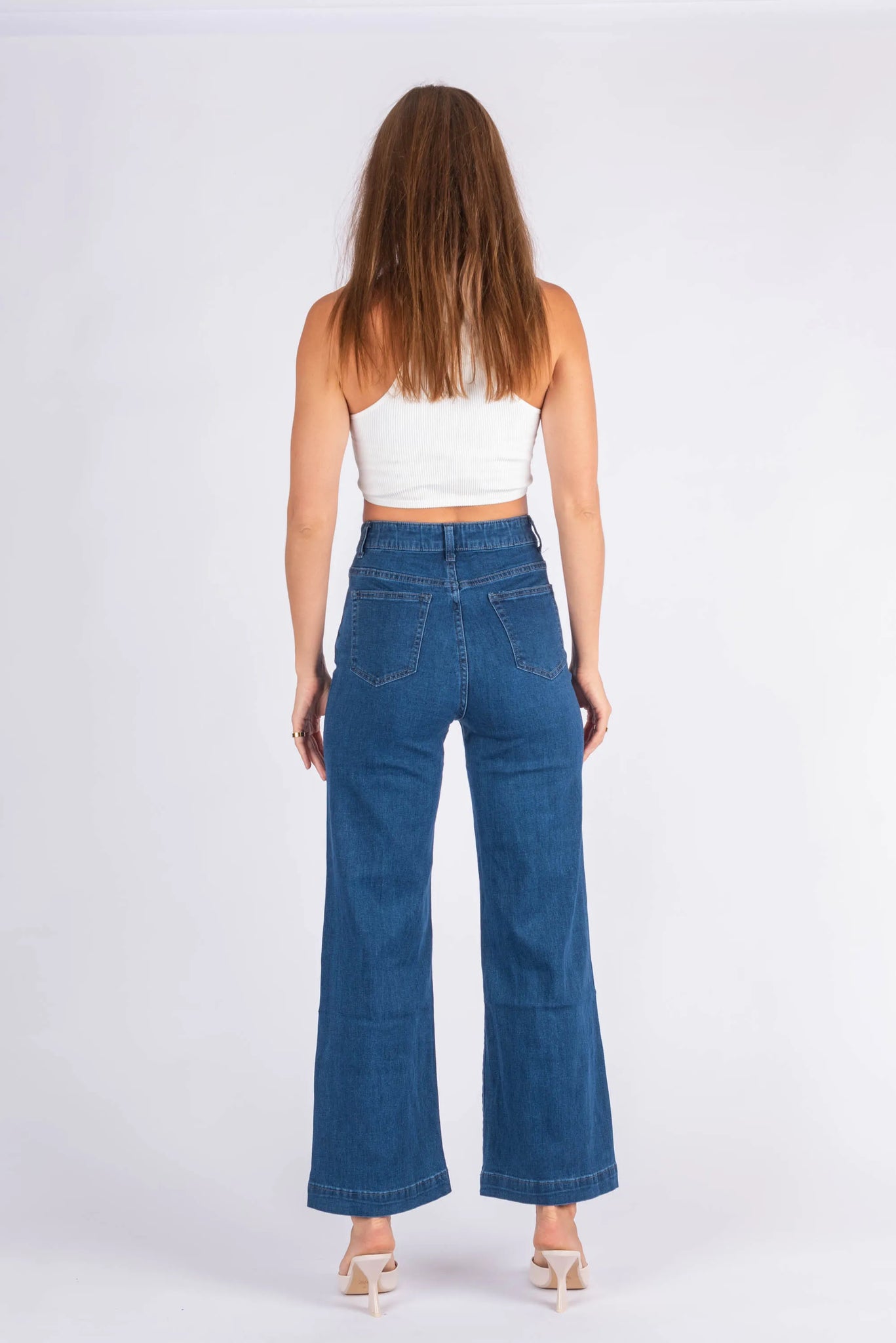 Donna Stretch Wide Leg Jean - Dark Blue