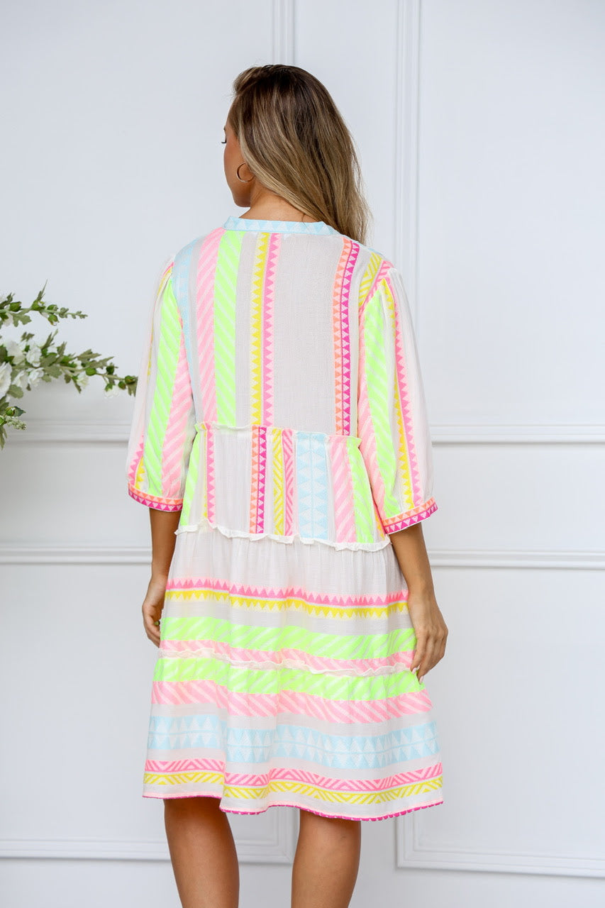 Mediterranean Dress - Pink Orange Lemon